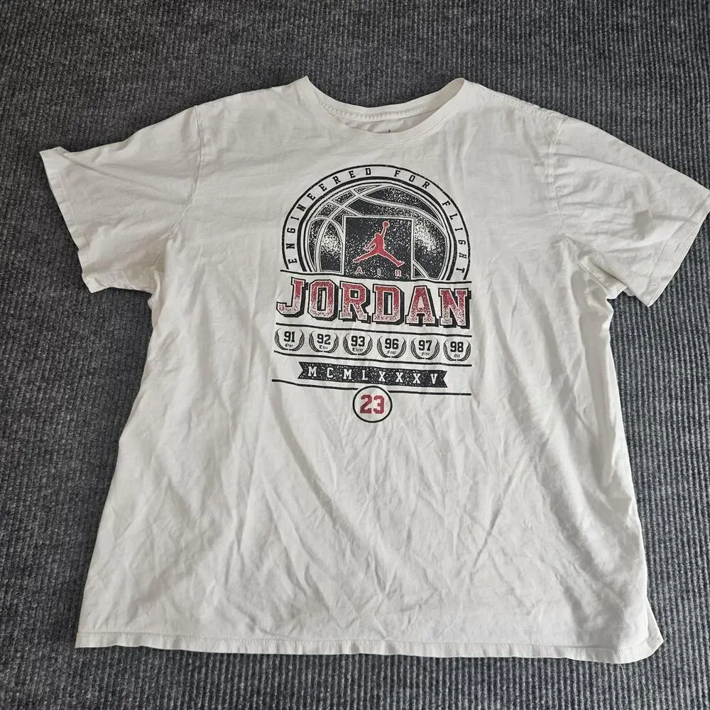 Jordan Shirt‎ Mens 2XL White Air 23 Basketball Trophy Graphic Tee Michael NBA